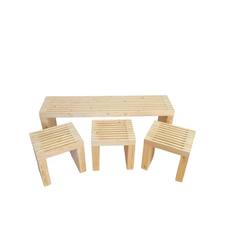 Комплект мебели NoBrand ТП-052 скамейка + 3 табурета, хвоя, 150х38х50 см