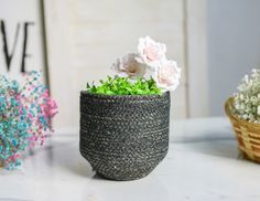 Плетёное кашпо ПАИЛЬ, черный, 14 см, Edelman