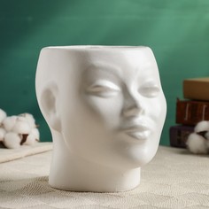 Фигурное кашпо Хорошие сувениры Голова девушки, белое, 16х14х16 см