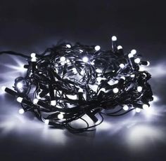 Новогодняя гирлянда светодиодная LED линейная 500L V8 белая матовая, тёмный провод 28м