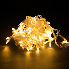 Новогодняя гирлянда линейная LED 200L тёплая белая прозрачный провод 13м 15305