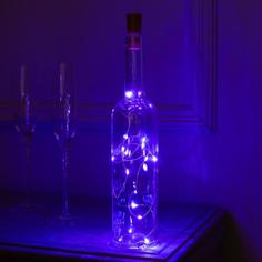 Гирлянда «Нить» 1 м роса с пробкой, IP20, 10 LED, свечение фиолетовое, LR44х3, (2шт.) Luazon Lighting