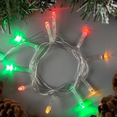 Гирлянда «Нить» 1.2 м, IP20, прозрачная нить, 12 LED, свечение мульти, фиксинг, 2шт. Luazon Lighting
