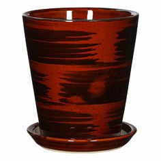 Кашпо для цветов Shine Pots 13 x 15 см коричневый глянец Без бренда