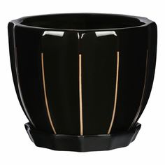 Кашпо для цветов Shine Pots 17 x 13 см черный глянец Без бренда