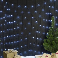Гирлянда Сеть 2x1.5 м, IP44, УМС, темная нить, 192 LED, свечение белое, 220 В No Brand