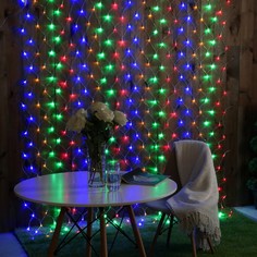 Гирлянда «Сеть» 2 ? 3 м, IP44, УМС, прозрачная нить, 384 LED, свечение мульти, 220 В No Brand