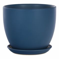 Кашпо для цветов Shine Pots 23 x 18 см синее матовое Без бренда