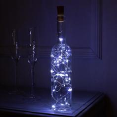 Гирлянда «Нить» 2 м роса с пробкой, IP20, 20 LED, свечение белое, LR44х3, (2шт.) Luazon Lighting