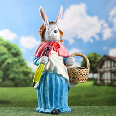 Садовая фигура Хорошие сувениры Крольчиха с корзинкой и зонтиком 10349444 73х40см