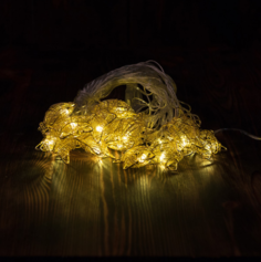Световая гирлянда новогодняя Merry Christmas Со звездочками золото 8447-1 4 м белый теплый