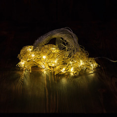 Световая гирлянда новогодняя LED Со звездочками из проволоки золото 8447 4 м белый теплый
