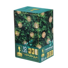 INBLOOM Гирлянда на солн. батарее, 10LED, 4м, шампань, 2 реж, шар, ПВХ зел, 2V60mA