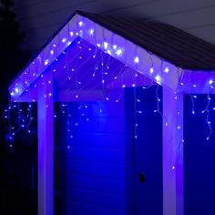 Гирлянда "Бахрома" 4 х 0.6 м , IP44, прозрачная нить, 180 LED, свечение синее, 8 режимов No Brand