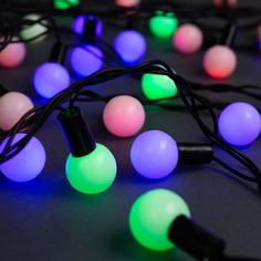 Световая гирлянда новогодняя Шарики 2.5 см 185539 10 м разноцветный/RGB No Brand