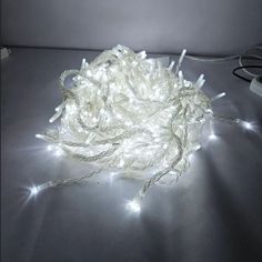 Гирлянда уличная LED занавес 480L холодный белый + белый на прозрачном проводе 3х2 16684