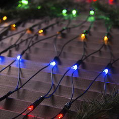 Гирлянда «Сеть» 2 х 1.5 м , IP44, УМС, тёмная нить, 192 LED, свечение мульти, 220 В No Brand