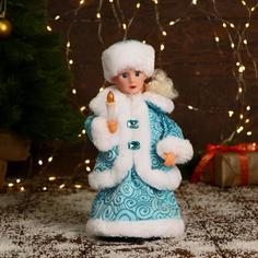 Новогодняя фигурка Зимнее волшебство Снегурочка пуговка ромбик с подсветкой 3555342 1 шт.