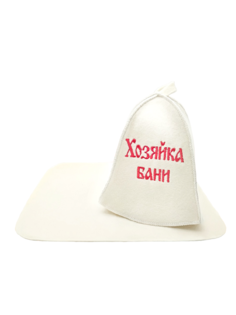 Набор банный Бацькина баня 2 предмета: шапка "Хозяйка бани", коврик