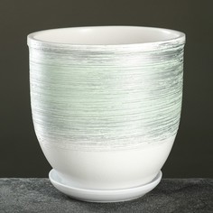 Цветочный горшок Бабл гам с поддоном 7532837 5 л зеленый серебристый 1 шт. No Brand