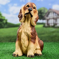 Садовая фигура "Собака Спаниель cидящий" рыжий, 35х25см Хорошие сувениры