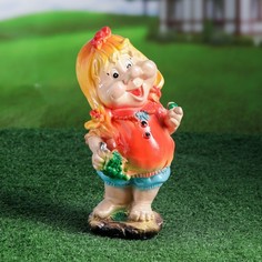 Садовая фигура "Гном с виноградом" малый карапуз 14*12*30см Хорошие сувениры