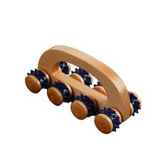Массажер с шипами Гусеница, 15x6,8x6,5 см, универсальный, с ручкой, 8 колес, деревянны Onlitop