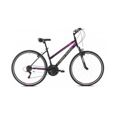 Велосипед CAPRIOLO TOURING TREK SUNRISE LADY 28 3 X 6, STEEL 17 чёрный - розовый 2024
