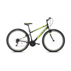 Велосипед CAPRIOLO MTB PASSION MAN 29 3 X 6, STEEL 16 чёрный - жёлтый - зелёный 2024