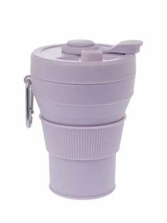 Cкладной стакан силиконовый с крышкой и трубочкой, цвет светло-фиолетовый, Purple, 450 мл. No Brand