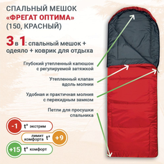 Спальный мешок Фрегат Оптима 150, красный, молния слева