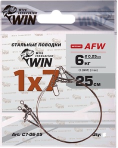 Поводок (уп.6 шт) WIN 1х7 (AFW) 6 кг 25 см С7-06-25-6