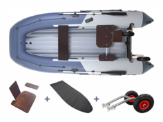 Комплект надувная лодка НДНД Grouper 350 Премиум (серо-синий)