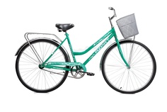 Велосипед 28 с корзиной, 2-х колесный, Азарт 2023 2801 женский, бирюзовый