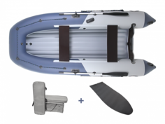 Комплект надувная лодка НДНД Grouper 350 Элит (серо-синий)