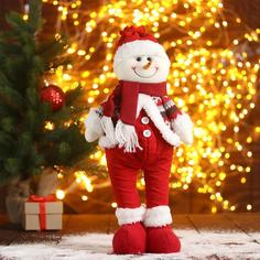Мягкая игрушка "Снеговик-пузатик" 12х40 см, бело-красный Зимнее волшебство