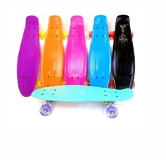 Скейтборд однотонный со светящимися колесами,в пакете No Brand