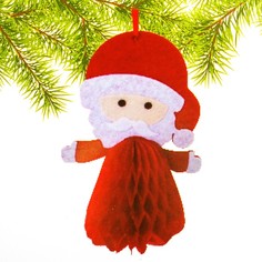 Набор для создания подвесной елочной игрушки из фетра и бумаги гофре Дед Мороз No Brand