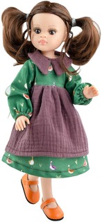 Зеленое платье с бордовым передником для шарнирных кукол 32 см Paola Reina