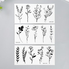 Татуировка на тело чёрная Цветочная МИКС 14х7 см 3 шт 7701956-3p No Brand