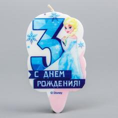 Свеча в торт цифра Дисней 3 "С Днем Рождения", Холодное сердце Disney