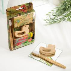 Набор Прелесть: бамбуковая зубная щетка, деревянная игрушка No Brand