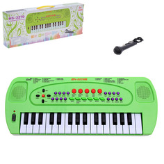Синтезатор Музыкант» с микрофоном, цвет зелёный, 32 клавиши No Brand