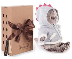 Мягкая игрушка 25 см Basik&Co в подарочной коробке - кот Басик в толстовке дракончик Budi Basa