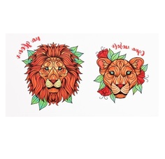 Татуировка Арт Узор на тело парная Лев и львица - Одна любовь на двоих 10,5х6 см 9317570