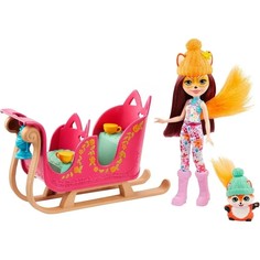Набор игровой Enchantimals Рождественские сани кукла+питомец