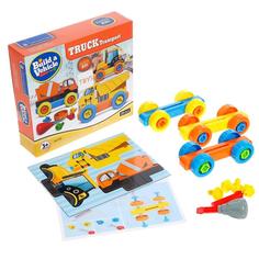 Конструктор винтовой Строительный транспорт, набор 3 штуки, 34 детали No Brand