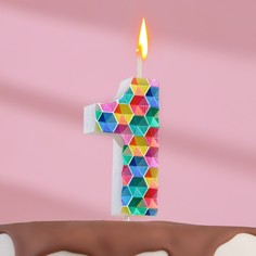 Свеча в торт на шпажке Калейдоскоп, цифра 1, 11х4,3 см No Brand