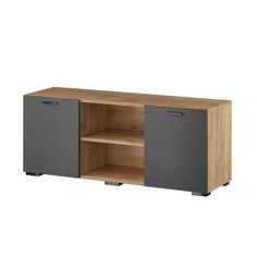 Тумба под тв дублин 1200х376х484, цвет гикори рокфорд / графит серый No Brand