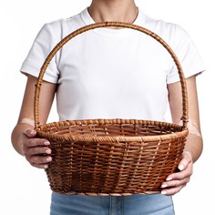 Корзина плетеная, 34×27×13/39 см, лоза, кукуруза No Brand
